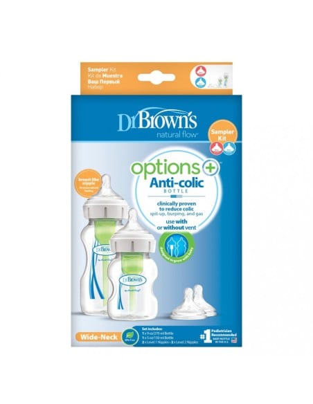 DR BROWNS Natural Flow Options Πλαστικό Μπιμπερό Με Φαρδύ Λαιμό Promo Pack Small