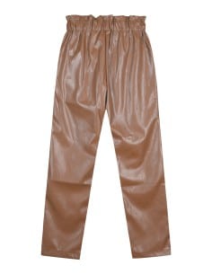 ENERGIERS Παντελόνι Δερματίνη Paperbag Καφέ 2