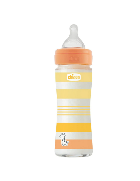 CHICCO Μπιμπερό Γυάλινο Well Being 0m+ 240ml Σιλικόνης Unisex