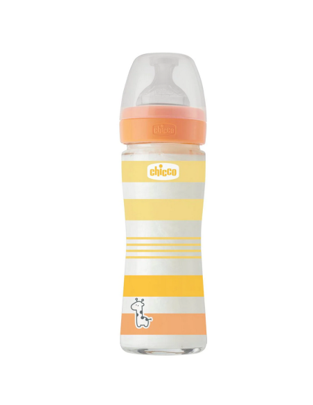 CHICCO Μπιμπερό Γυάλινο Well Being 0m+ 240ml Σιλικόνης Unisex