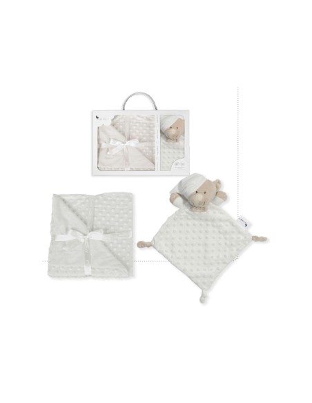 INTERBABY Set Extrafort Κουβερτάκι και Βελούδινο Πανάκι Παρηγοριάς Bear Beige
