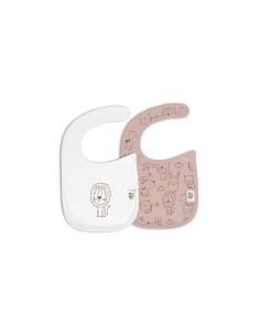 INTERBABY Σαλιάρα Με Velcro Animalitos Pink 2τμχ