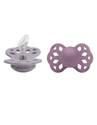 BIBS Πιπίλες Infinity Silicone Anatomical 2pack Fossil Grey - Mauve No1