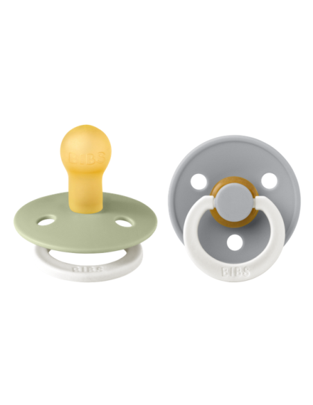BIBS Πιπίλες Colour Round Glow Latex 2pack Sage - Cloud No1