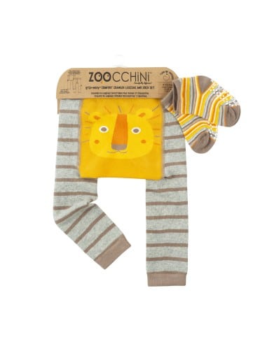 ZOOCCHINI Grip+Easy Crawler Pants & Socks Set – Leo the Lion
