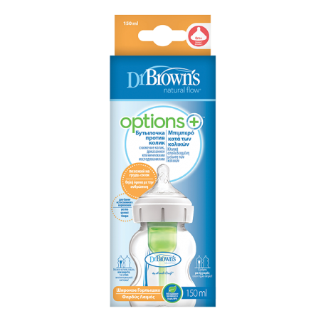 DR BROWN'S Μπιμπερό Πλαστικό με Φαρδύ Λαιμό Options (Φ.Λ.) 150ml