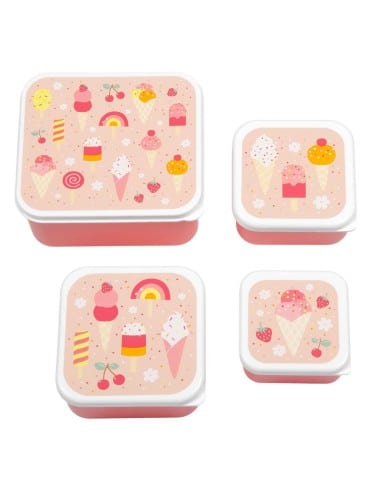 A LITTLE LOVELY COMPANY Σετ 4 Δοχεία Φαγητού Lunch & Snack Box Ice-Cream