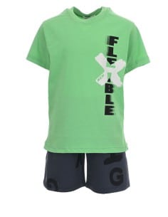 Nek KidsWear Παιδικό Σετ Βερμούδα Μακό 2τμχ Λαχανί