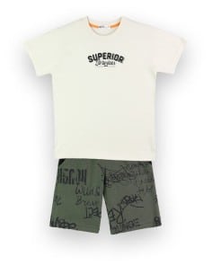 Nek KidsWear Παιδικό Σετ Βερμούδα Μακό 2τμχ Εκρού