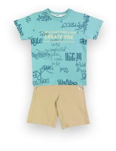 Nek KidsWear Παιδικό Σετ Βερμούδα Μακό 2τμχ Φυστικί