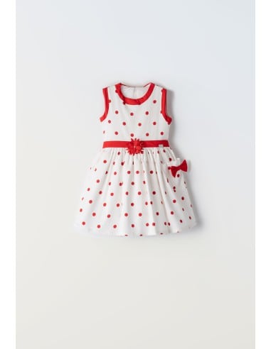 EBITA FASHION Παιδικό Αμάνικο Φόρεμα Κόκκινο Λευκό