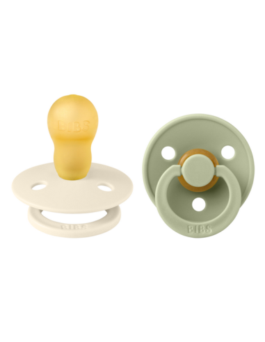 BIBS Πιπίλες Round Latex 2pack Ivory - Sage No3