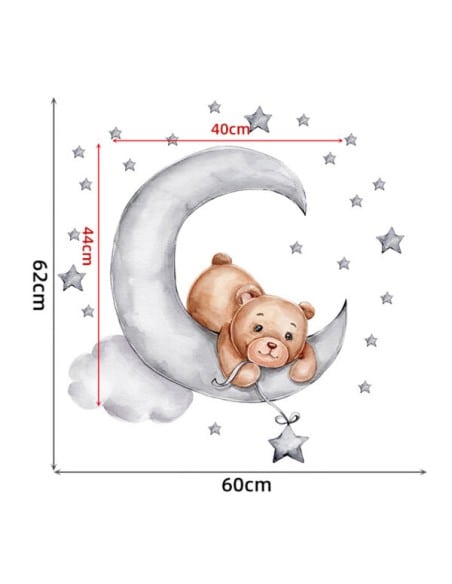 SIPO Αυτοκόλλητο Τοίχου Teddy Bear Moon