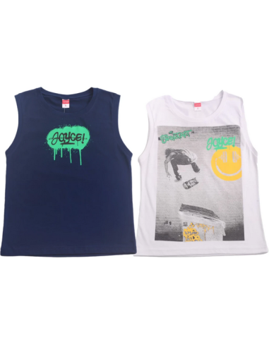 JOYCE Παιδικό T-shirt 2τμχ Λευκό Μπλε