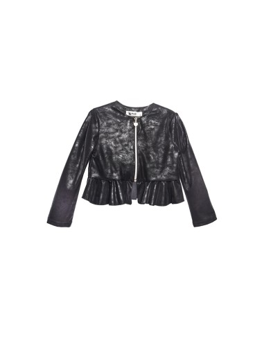 M&B Fashion Παιδική Ζακέτα Δερματίνη Μαύρο