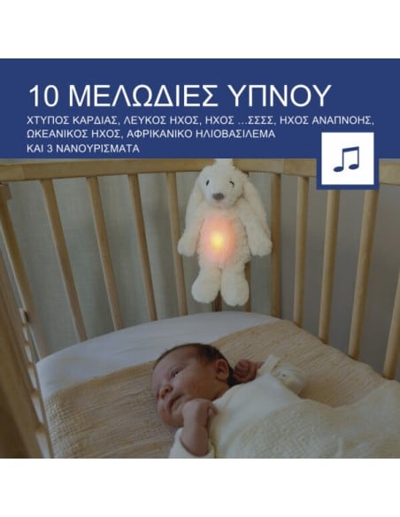 ZAZU Ro Rabbit Ζωάκι με Λευκούς Ήχους, Φως και Αισθητήρα Κλάματος Επαφορτιζόμενο