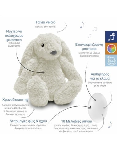 ZAZU Ro Rabbit Ζωάκι με Λευκούς Ήχους, Φως και...
