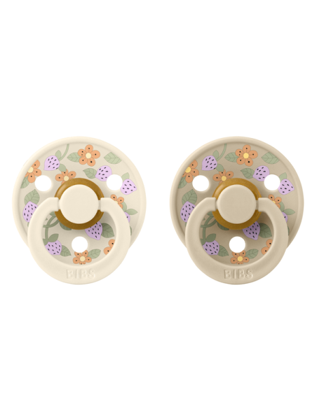 BIBS Πιπίλες X Liberty Round Latex 2pack Strawberries - Cream Ivory Mix No2