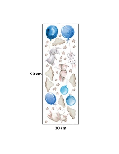 SIPO Αυτοκόλλητο Τοίχου Bunny Balloons Blue