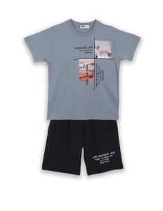 NEK KIDSWEAR Παιδικό Σετ Βερμούδα Μακό 2τμχ Γκρι