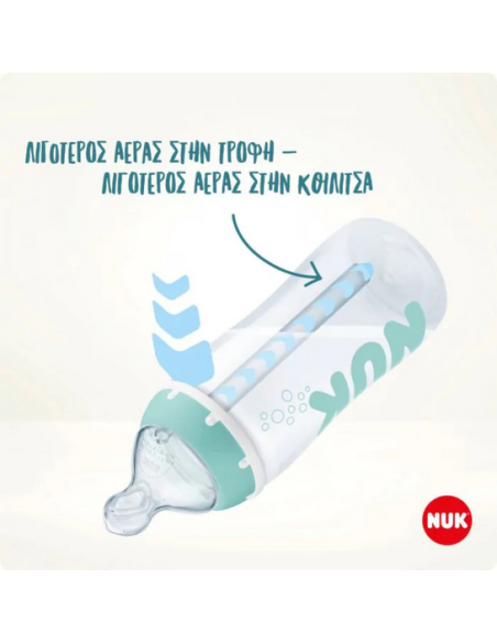 NUK Μπιμπέρο Πλαστικό Anti-Colic Με Θηλή Σιλικόνης 300ml 0-6m
