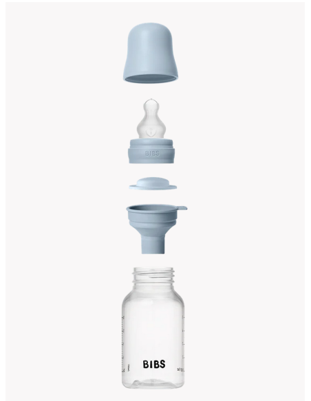 BIBS Μπιμπέρο Πλάστικο Με Θήλη Round Αργής Ροής Baby Blue 150ml