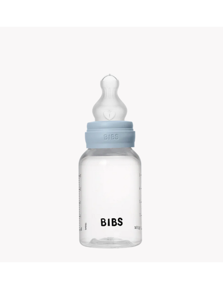 BIBS Μπιμπέρο Πλάστικο Με Θήλη Round Αργής Ροής Baby Blue 150ml