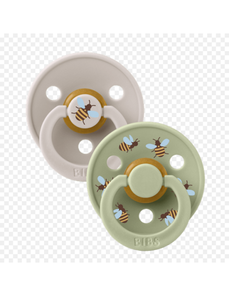 BIBS Πιπίλες Studio Round Latex Bubblebee 2pack Mushroom-Sage No1