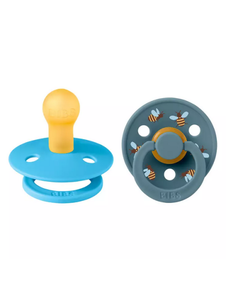 BIBS Πιπίλες Studio Round Latex Bubblebee 2pack Breeze-Petrol No1