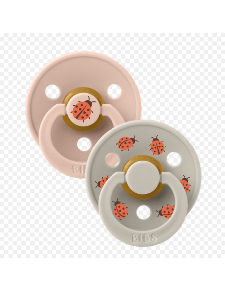 BIBS Πιπίλες Studio Round Latex 2pack Ladybug Blush-Sand No1