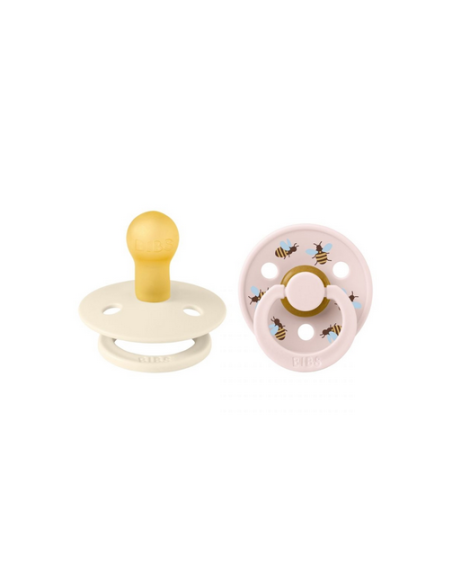 BIBS Πιπίλες Studio Round Latex Bubblebee 2pack Ivory-Petal No1