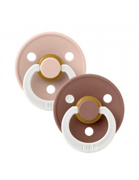 BIBS Πιπίλες Coulor Round Glow Latex 2pack Blush-Woodchuck No1