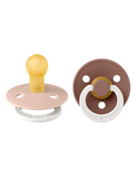 BIBS Πιπίλες Coulor Round Glow Latex 2pack Blush-Woodchuck No1