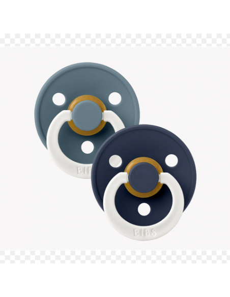 BIBS Πιπίλες Coulor Round Glow Latex 2pack Petrol-Deep Space No1