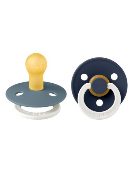 BIBS Πιπίλες Coulor Round Glow Latex 2pack Petrol-Deep Space No1