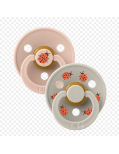 BIBS Πιπίλες Studio Round Latex 2pack Ladybug Blush-Sand No2 2