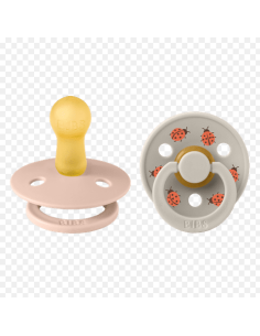 BIBS Πιπίλες Studio Round Latex 2pack Ladybug Blush-Sand No1