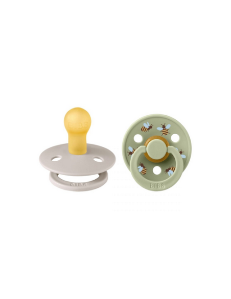 BIBS Πιπίλες Studio Round Latex Bubblebee 2pack Mushroom-Sage No2
