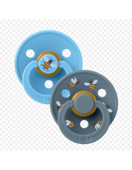 BIBS Πιπίλες Studio Round Latex Bubblebee 2pack Breeze-Petrol No2