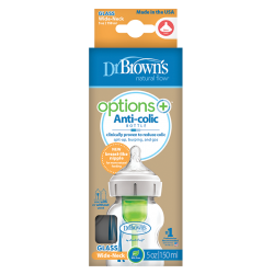 DR BROWN'S Μπιμπερό Γυάλινο με Φαρδύ Λαιμό Options (Φ.Λ.) 150ml