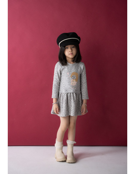 EBITA FASHION Παιδικό Φόρεμα Leopard Γκρι