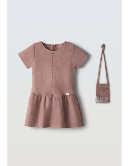 EBITA FASHION Παιδικό Φόρεμα Σουέτ 2τμχ Σάπιο Μήλο