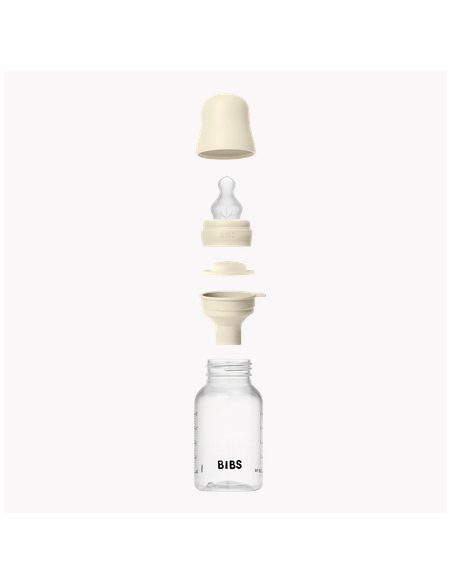 BIBS Μπιμπέρο Πλάστικο Με Θήλη Round Αργής Ροής Ivory 150ml