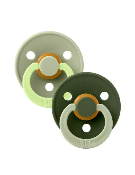 BIBS Πιπίλες Round Fusion Latex 2pack Sage Hunter-Green Mix No1