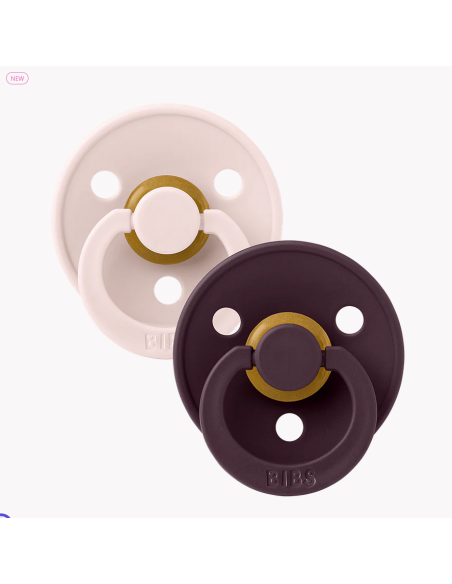 BIBS Πιπίλες Round Latex 2pack Petal-Plum No2
