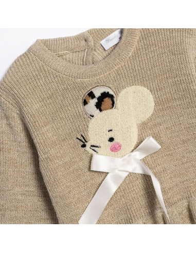 FUNKY FOR BABY Βρεφικό Πλεκτό Φόρεμα Μπεζ Χρυσό