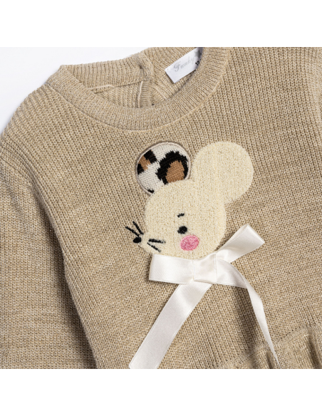 FUNKY FOR BABY Βρεφικό Πλεκτό Φόρεμα Μπεζ Χρυσό