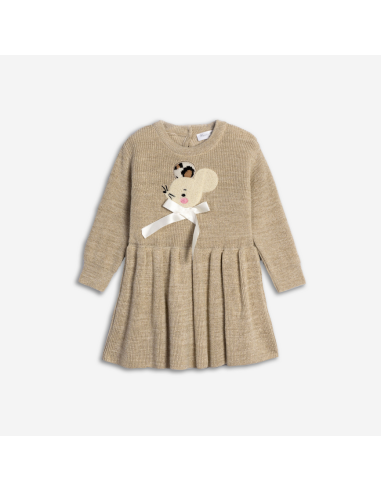 FUNKY FOR BABY Βρεφικό Πλεκτό Φόρεμα Μπεζ Χρυσό