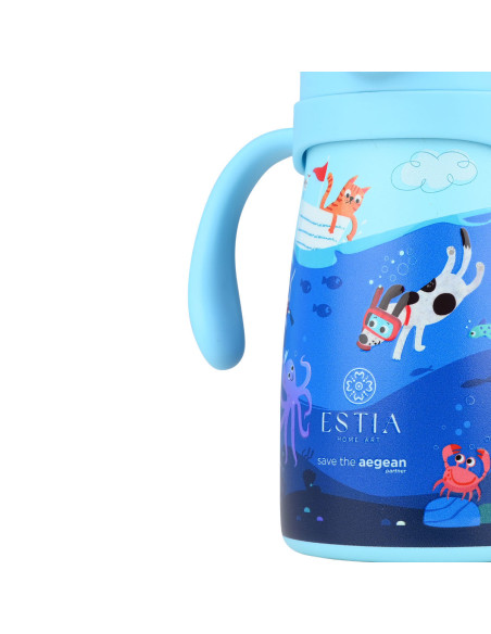 ESTIA Θερμός Bubble Bottle Save The Aegean 300ml Ocean Pley