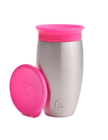MUNCHKIN Miracle Stainless Steel 360° Sippy Cup Pink